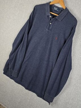 Polo Ralph Lauren Long Sleeve Polo Shirt Blue Mens Sz XXL